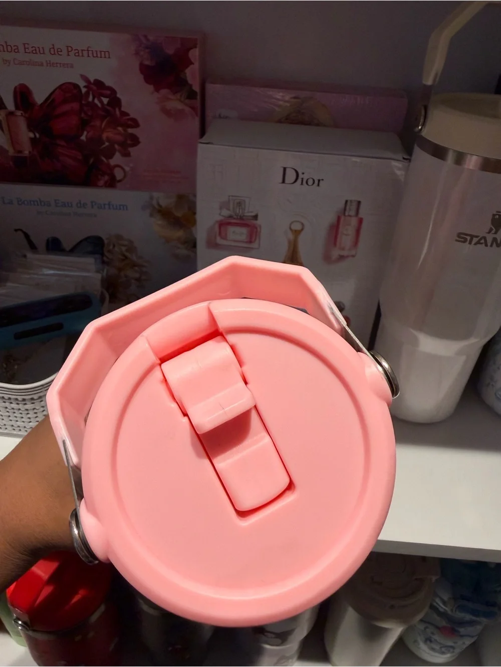 Stanley Pink Floral-Heart Travel Tumbler